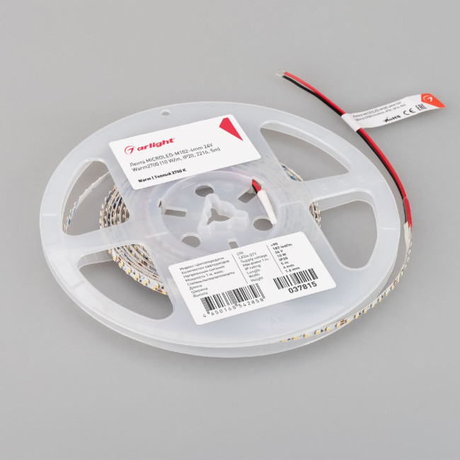 Светодиодная лента Arlight MICROLED-M182-4mm 24V Warm2700 10 W/m, IP20, 2216, 5m 037815