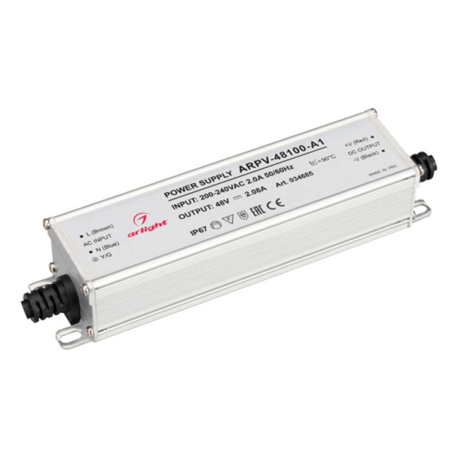 Блок питания Arlight ARPV-48100-A1 48V 2.08A 100W IP67 034685 Блок питания Arlight ARPV-48100-A1 48V 2.08A 100W IP67 034685