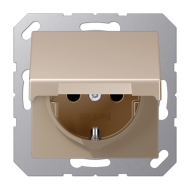 Розетка 2K+З cо шторками и крышкой Jung A1520BFKIKLCH