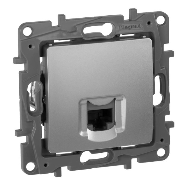 Розетка компьютерная RJ45 Legrand Etika 5 кат UTP алюминий 672441 Розетка компьютерная RJ45 Legrand Etika 5 кат UTP алюминий 672441