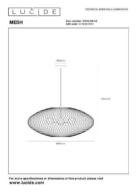 Подвесная люстра Lucide Mesh 21423/88/02