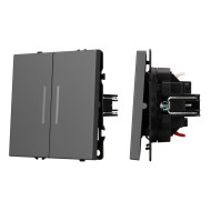 Механизм выключателя двухклавишный непроходной Arlight LED SWT-NOBE-MK02-SFPL-L-GR (230V, 10A) 054266