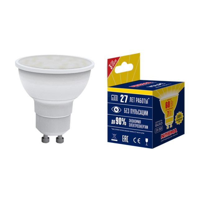 Лампа светодиодная (UL-00003838) Volpe GU10 7W 3000K матовая LED-JCDR-7W/WW/GU10/NR Лампа светодиодная (UL-00003838) Volpe GU10 7W 3000K матовая LED-JCDR-7W/WW/GU10/NR