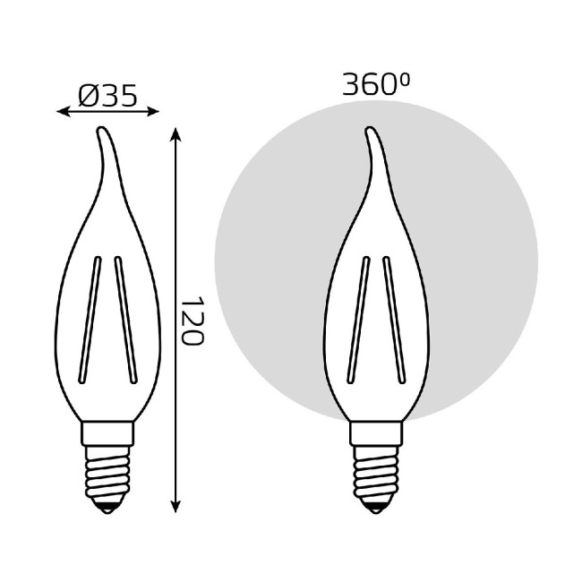 Лампа светодиодная филаментная Gauss E14 5W 2700K золотая 104801005 Лампа светодиодная филаментная Gauss E14 5W 2700K золотая 104801005