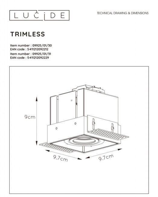 Встраиваемый светильник LUCIDE 09925/01/31