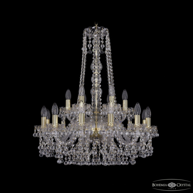 Подвесная люстра Bohemia Ivele Crystal 1409/12+6/240/h-77 G Подвесная люстра Bohemia Ivele Crystal 1409/12+6/240/h-77 G