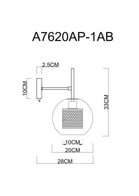 Бра Arte Lamp Manchester A7620AP-1AB Бра Arte Lamp Manchester A7620AP-1AB