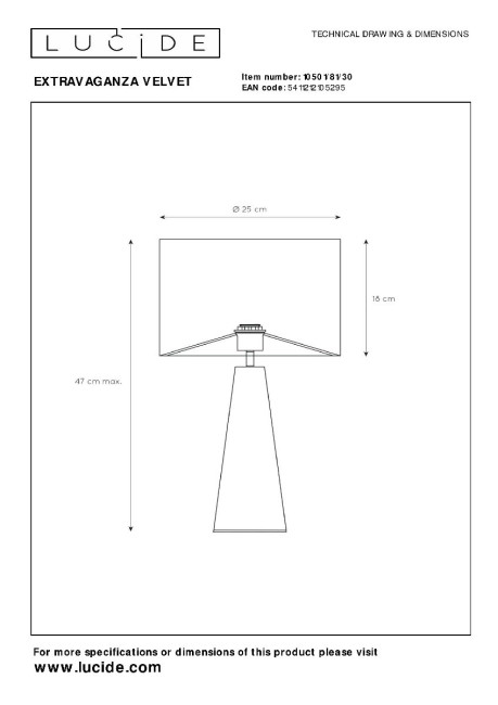 Настольная лампа Lucide Extravaganza Velvet 10501/81/30
