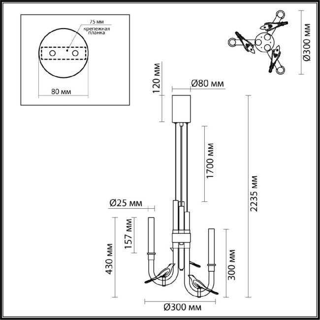 Подвесная люстра Odeon Light Lark L-vision 5431/6L Подвесная люстра Odeon Light Lark L-vision 5431/6L