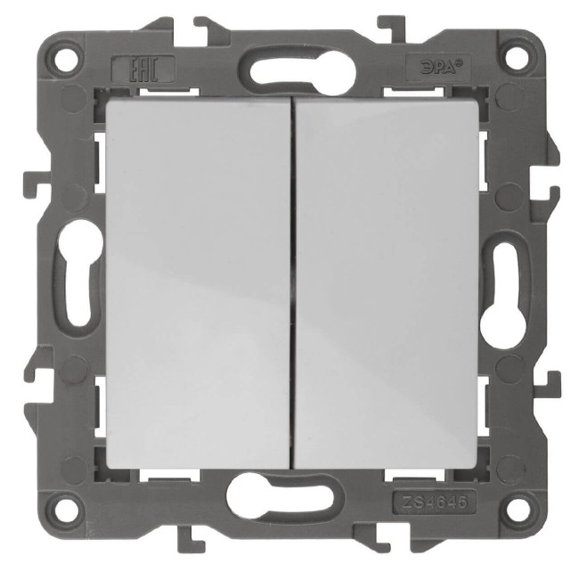 Выключатель двухклавишный ЭРА Elegance 10AX 250V 14-1104-01 Б0034229 Выключатель двухклавишный ЭРА Elegance 10AX 250V 14-1104-01 Б0034229