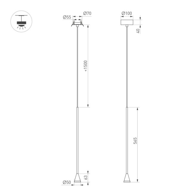Подвесной светильник Arlight SP-RINAR-HANG-L565-5W Warm3000 (BK, 36 deg, 230V) (IP20 Металл) 059323 Подвесной светильник Arlight SP-RINAR-HANG-L565-5W Warm3000 (BK, 36 deg, 230V) (IP20 Металл) 059323