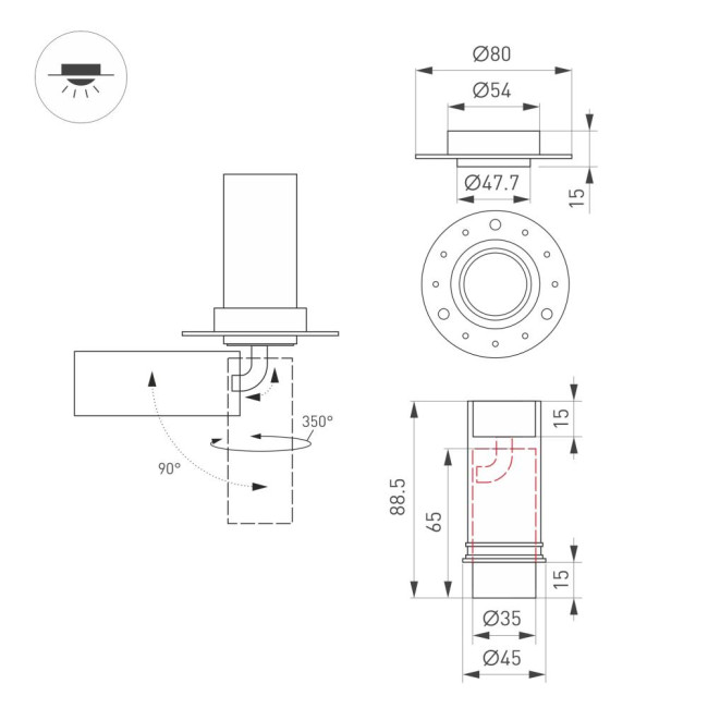 Встраиваемый спот Arlight SP-NUANCE-TRIMLESS-PULL-R35-7W Warm3000 049909 Встраиваемый спот Arlight SP-NUANCE-TRIMLESS-PULL-R35-7W Warm3000 049909