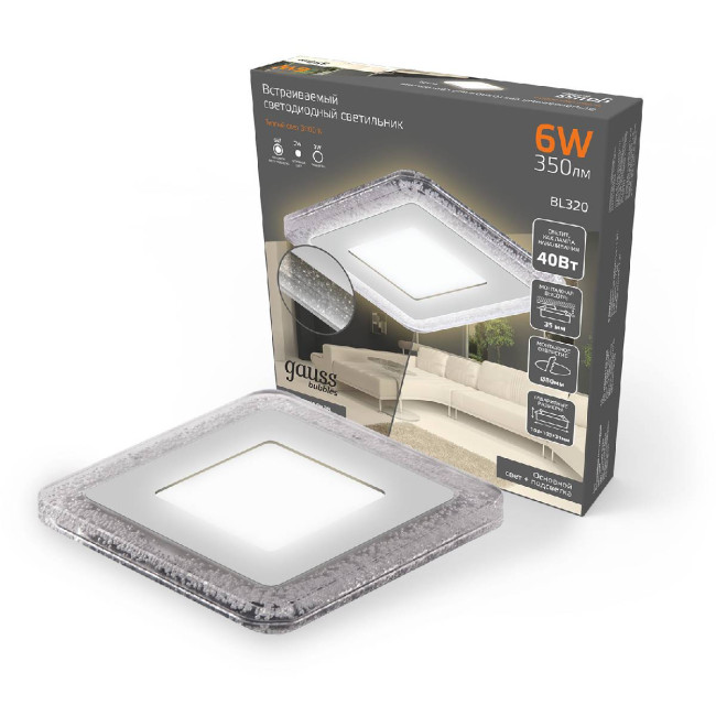 Встраиваемый светодиодный светильник Gauss Backlight Bubbles BL320 Встраиваемый светодиодный светильник Gauss Backlight Bubbles BL320