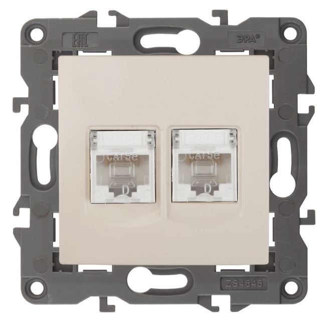 Розетка 2хRJ45 Эра 14-3108-02 Б0034309 Розетка 2хRJ45 Эра 14-3108-02 Б0034309