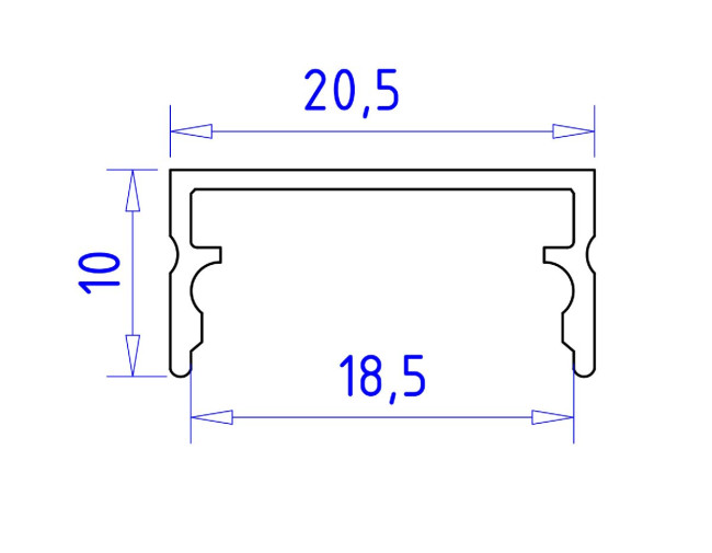 Алюминиевый накладной профиль Ambrella Light Alum Profile GP2001AL Алюминиевый накладной профиль Ambrella Light Alum Profile GP2001AL