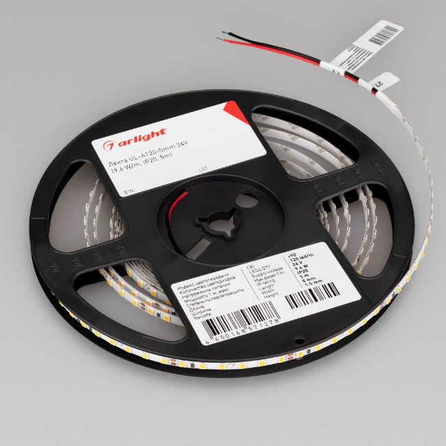 Светодиодная лента Arlight UL-A120-5mm 24V Warm3500 (9.6 W/m, IP20, 5m) 050586 Светодиодная лента Arlight UL-A120-5mm 24V Warm3500 (9.6 W/m, IP20, 5m) 050586