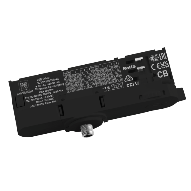Адаптер с драйвером с DIP-switch для трековой системы Quattro Lightstar 594037 Адаптер с драйвером с DIP-switch для трековой системы Quattro Lightstar 594037