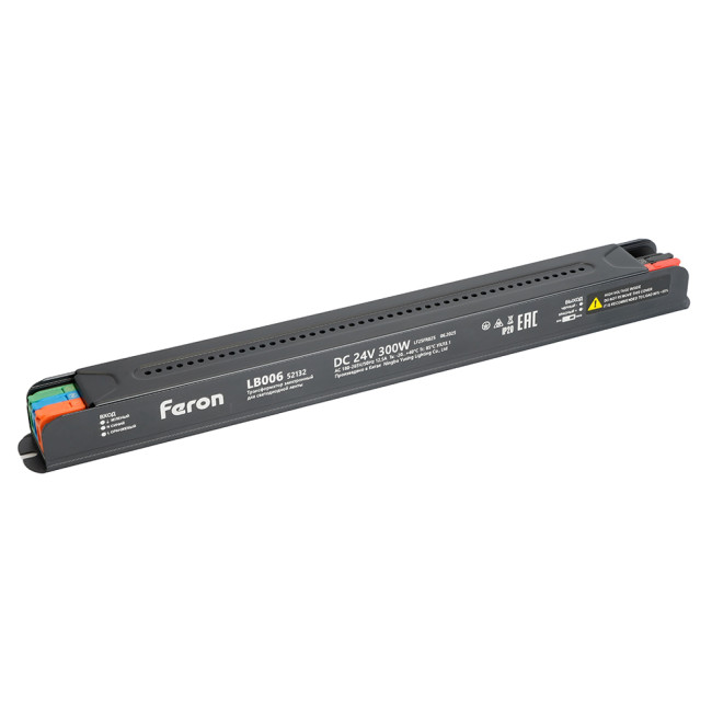 Трансформатор для светодиодной ленты с диммированием Feron LB006 300W 24V IP20 52132 Трансформатор для светодиодной ленты с диммированием Feron LB006 300W 24V IP20 52132