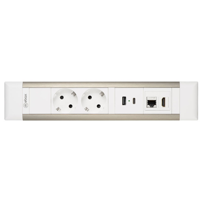 Блок розеток 41T (2 секции, USB + type C + RJ45 + HDMI) Mebax 00-00002594 Блок розеток 41T (2 секции, USB + type C + RJ45 + HDMI) Mebax 00-00002594