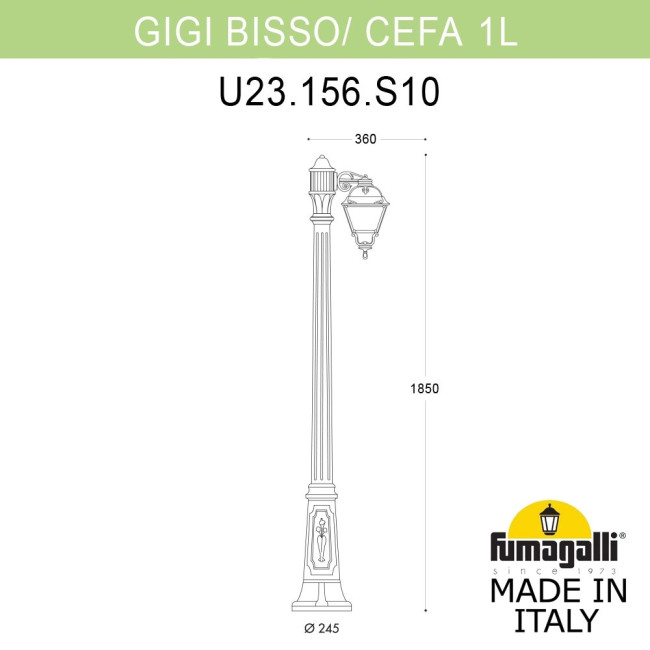 Садово-парковый светильник Fumagalli GIGI BISSO/CEFA 1L U23.156.S10.WXE27 Садово-парковый светильник Fumagalli GIGI BISSO/CEFA 1L U23.156.S10.WXE27