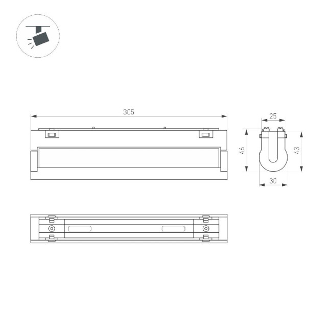 Трековый магнитный светильник Arlight MAG-VIBE-FLAT-TURN-L305-12W Day4000 (WH, 110 deg, 48V) 044450 Трековый магнитный светильник Arlight MAG-VIBE-FLAT-TURN-L305-12W Day4000 (WH, 110 deg, 48V) 044450
