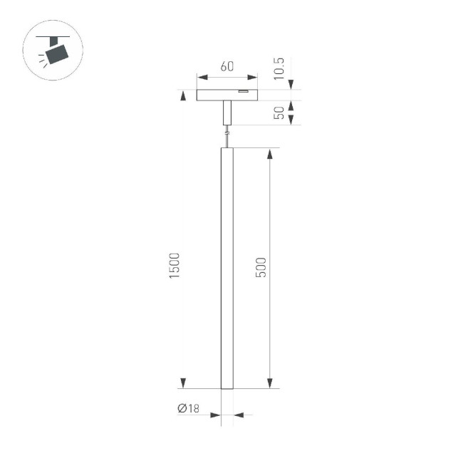 Трековый магнитный светильник Arlight MAG-MICROCOSM-SPOT-HANG-R18-L500-3W Warm3000 (BK, 24 deg, 24V) 043269 Трековый магнитный светильник Arlight MAG-MICROCOSM-SPOT-HANG-R18-L500-3W Warm3000 (BK, 24 deg, 24V) 043269