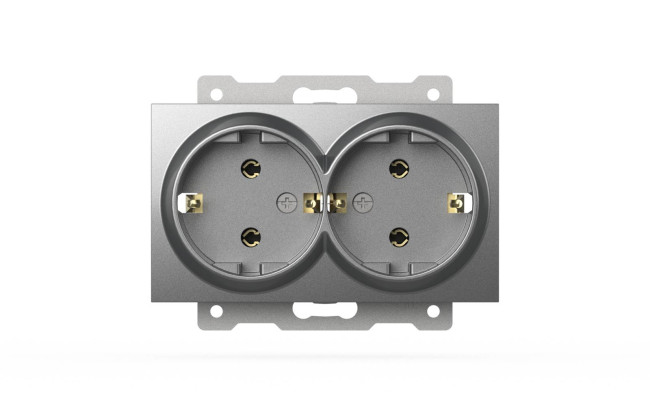 Розетка двухместная с заземлением ELBI Zena Vega 609-011000-907 Розетка двухместная с заземлением ELBI Zena Vega 609-011000-907