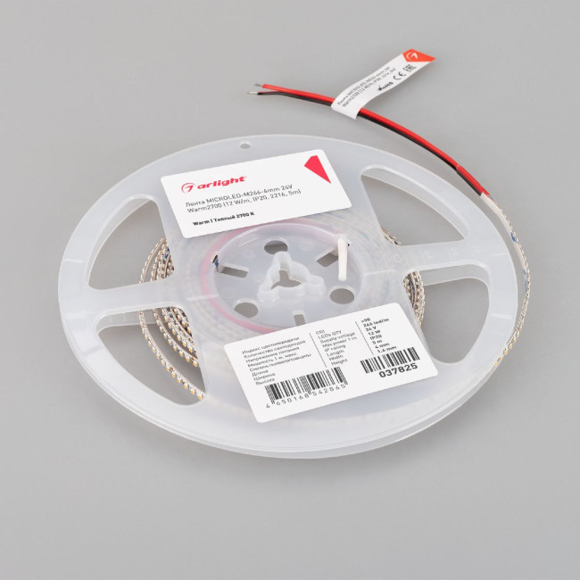 Светодиодная лента Arlight MICROLED-M266-4mm 24V Warm2700 12 W/m, IP20, 2216, 5m 037825