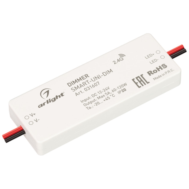Диммер Arlight Smart-Uni-Dim (12-24V, 1x5A, 2.4G) 031607 Диммер Arlight Smart-Uni-Dim (12-24V, 1x5A, 2.4G) 031607