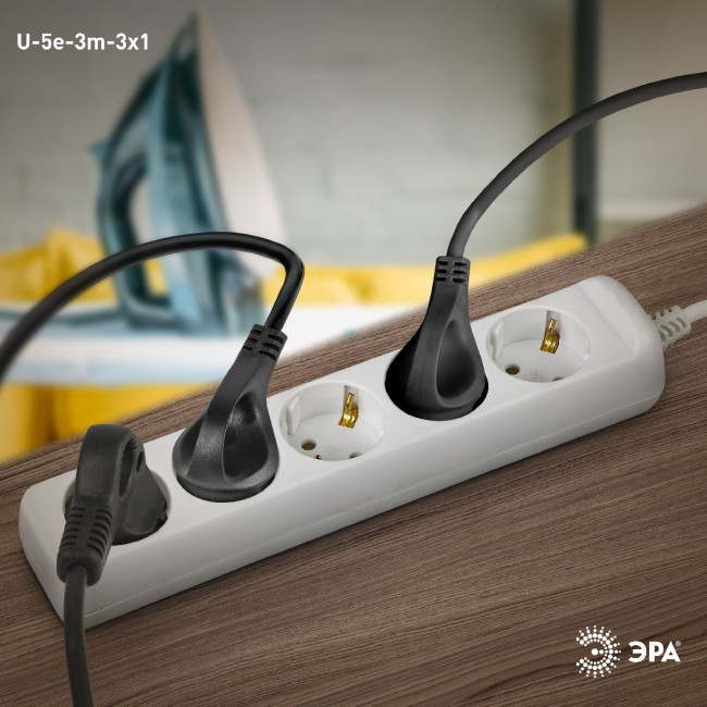 Удлинитель электрический Эра U-5e-3m-3x1 Б0028376