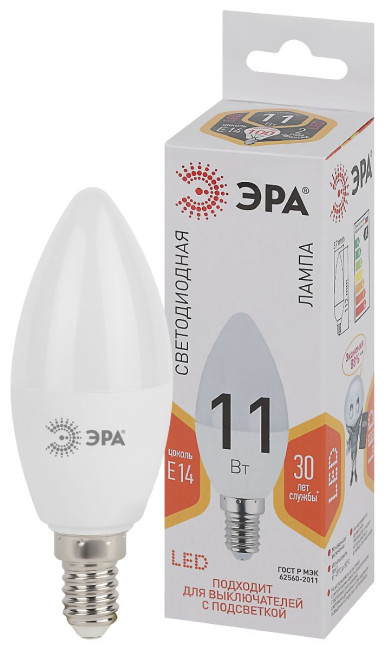Лампа светодиодная Эра E14 11W 2700K LED B35-11W-827-E14 Б0032980 Лампа светодиодная Эра E14 11W 2700K LED B35-11W-827-E14 Б0032980
