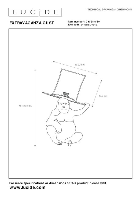 Настольная лампа Lucide Extravaganza Gust 10503/81/30