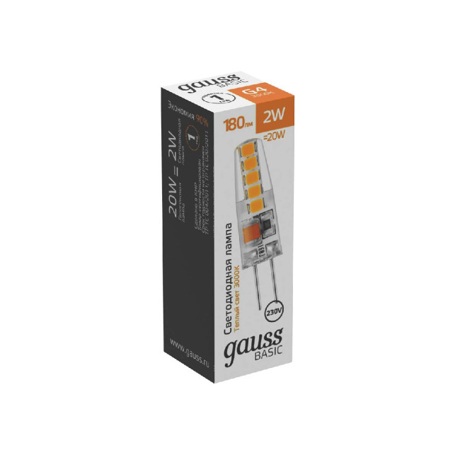 Светодиодная лампа Gauss Basic G4 2W 3000K 1169712 Светодиодная лампа Gauss Basic G4 2W 3000K 1169712