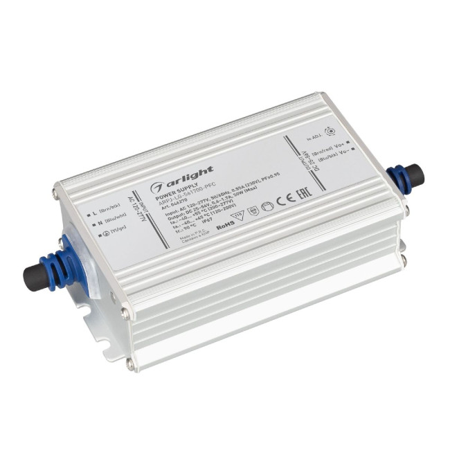 Блок питания Arlight ARPJ-LG-561700-PFC (50W, 25-56V, 0.6-1.7A) 046270 Блок питания Arlight ARPJ-LG-561700-PFC (50W, 25-56V, 0.6-1.7A) 046270