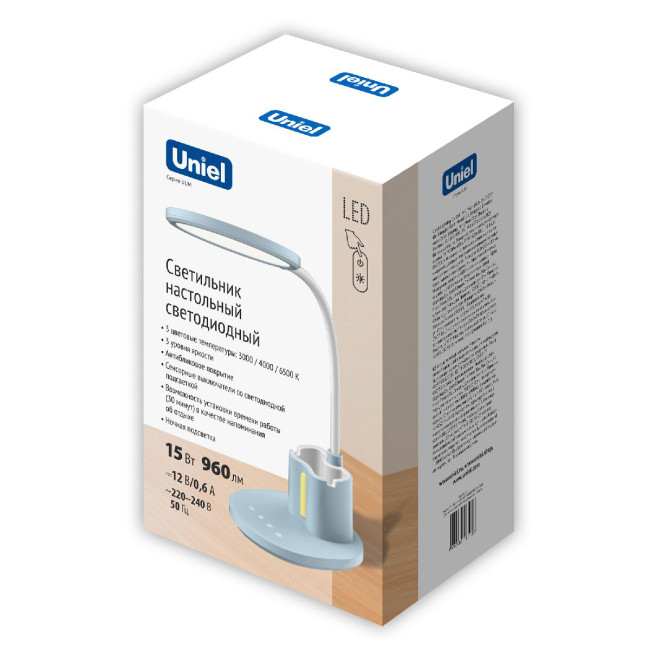 Настольная лампа Uniel ULM-D150 15W/3000-6500K/DIM BLUE UL-00011292 Настольная лампа Uniel ULM-D150 15W/3000-6500K/DIM BLUE UL-00011292