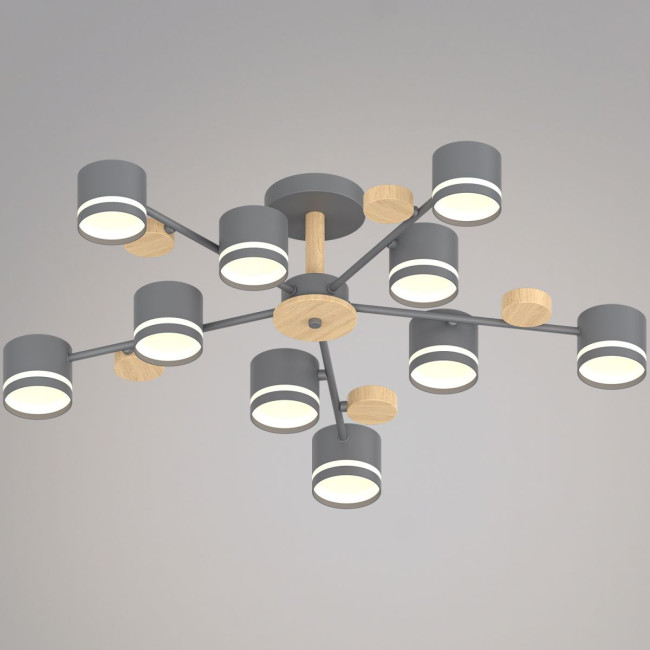 Люстра на штанге Reluce 68730-0.3-10 GX53 GREY+WOOD Люстра на штанге Reluce 68730-0.3-10 GX53 GREY+WOOD