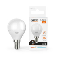 Лампа светодиодная Gauss E14 8W 3000K шар матовый 53118 Лампа светодиодная Gauss E14 8W 3000K шар матовый 53118