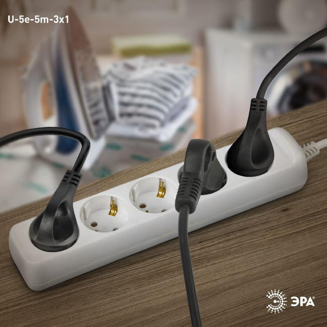 Удлинитель электрический Эра U-5e-5m-3x1 Б0028377