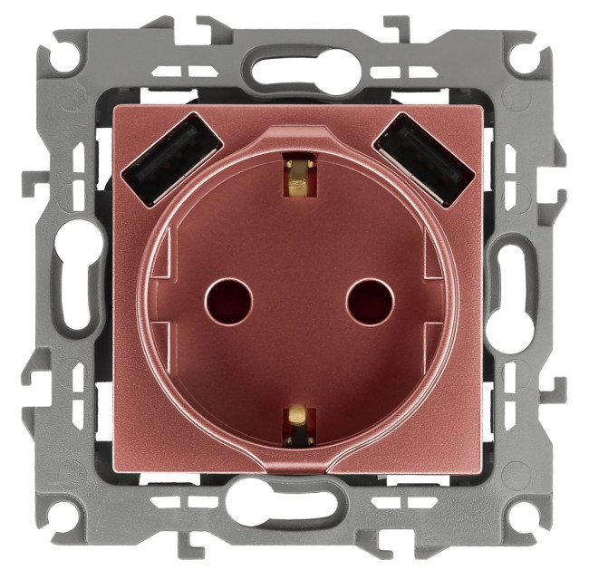 Розетка 2P+E со шторками и 2xUSB Эра 12-4109-14 Б0047848 Розетка 2P+E со шторками и 2xUSB Эра 12-4109-14 Б0047848