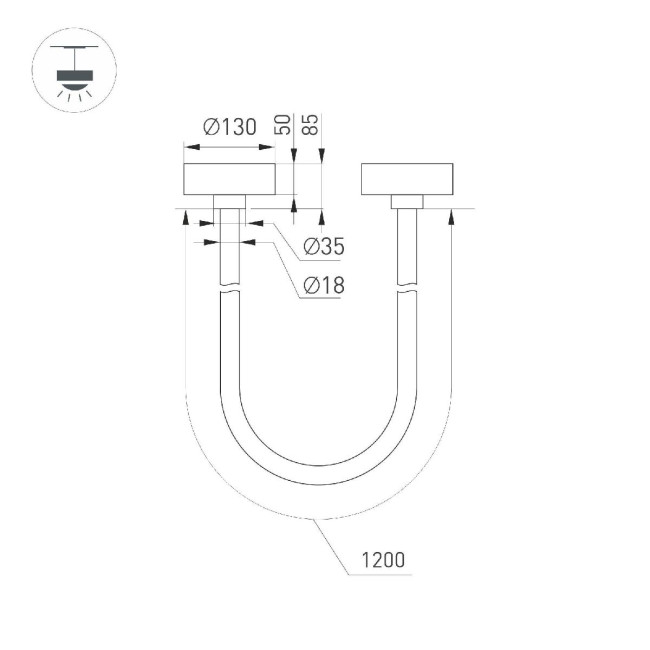 Подвесной светильник Arlight SP-TROPIC-SURFACE-R18-L1200-18W Warm3000 (BK, 360 deg, 230V) 043401 Подвесной светильник Arlight SP-TROPIC-SURFACE-R18-L1200-18W Warm3000 (BK, 360 deg, 230V) 043401