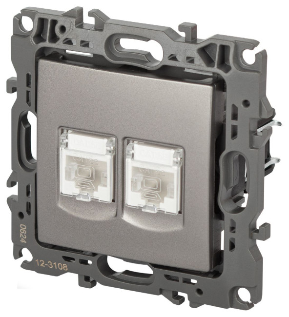 Розетка компьютерная двойная RJ45 Эра 12-3108-16 Б0065665 Розетка компьютерная двойная RJ45 Эра 12-3108-16 Б0065665