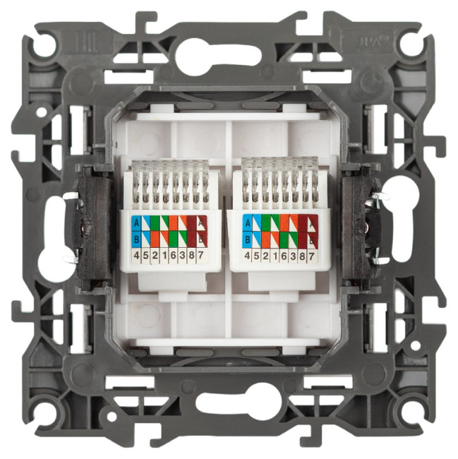 Розетка компьютерная двойная RJ45 Эра 12-3108-16 Б0065665 Розетка компьютерная двойная RJ45 Эра 12-3108-16 Б0065665
