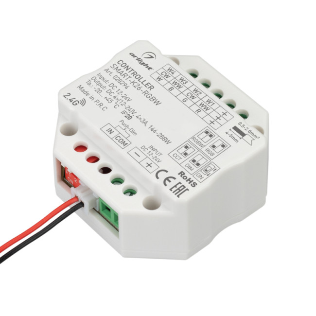 Контроллер Arlight Smart-K26-RGBW (12-24V, 4x3A, 2.4G) 028294 Контроллер Arlight Smart-K26-RGBW (12-24V, 4x3A, 2.4G) 028294