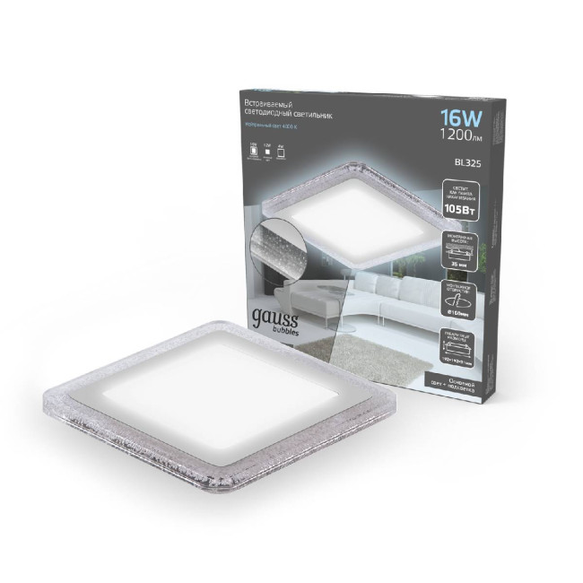 Встраиваемый светодиодный светильник Gauss Backlight Bubbles BL325 Встраиваемый светодиодный светильник Gauss Backlight Bubbles BL325