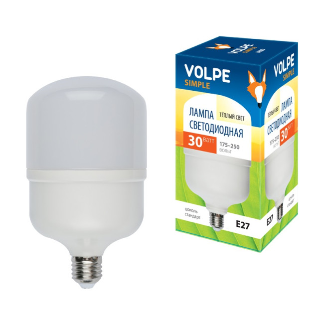 Лампа LED сверхмощная (10810) Volpe E27 30W (260W) 3000K M80 LED-M80-30W/WW/E27/FR/S Лампа LED сверхмощная (10810) Volpe E27 30W (260W) 3000K M80 LED-M80-30W/WW/E27/FR/S