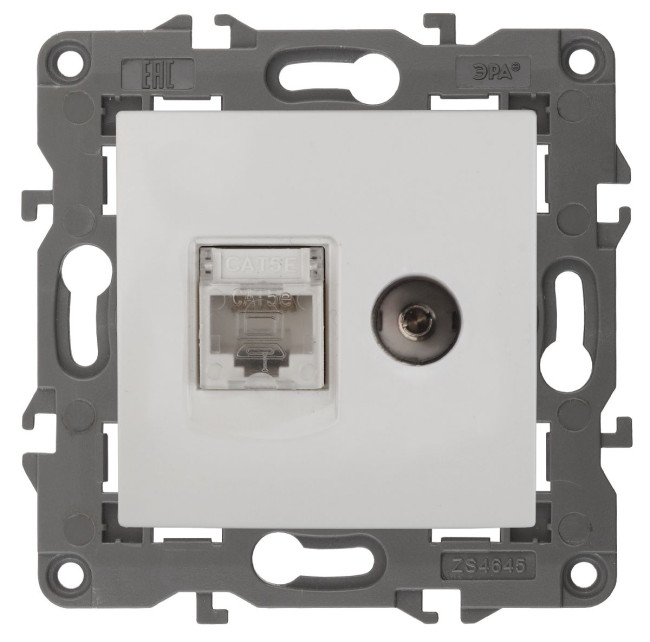 Розетка RJ45+TV Эра 14-3110-01 Б0034314 Розетка RJ45+TV Эра 14-3110-01 Б0034314