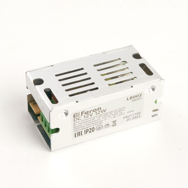 Трансформатор для светодиодной ленты Feron LB002 12Вт 12В IP20 48005 Трансформатор для светодиодной ленты Feron LB002 12Вт 12В IP20 48005
