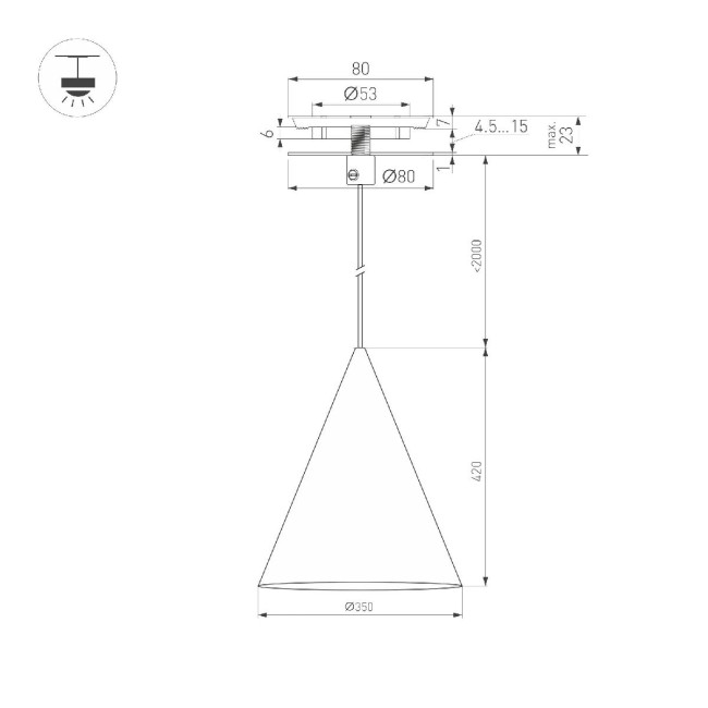 Подвесной светильник Arlight SP-MAKOTO-R350-14W Warm2700 054400 Подвесной светильник Arlight SP-MAKOTO-R350-14W Warm2700 054400