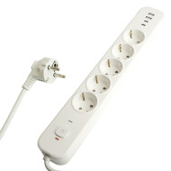 Сетевой фильтр 5-местный с/з и 2 USB-A+2 Type-C 4 Stekker Nova HM21-51-05 50104 Сетевой фильтр 5-местный с/з и 2 USB-A+2 Type-C 4 Stekker Nova HM21-51-05 50104