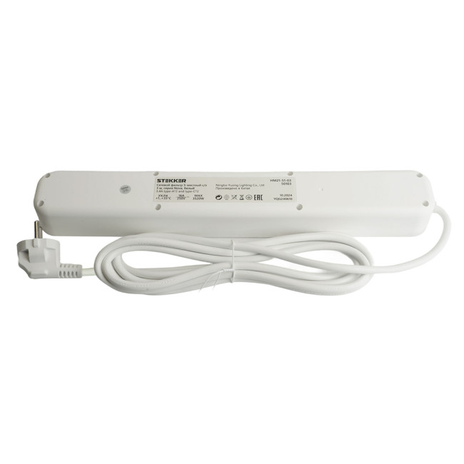 Сетевой фильтр 5-местный с/з и 2 USB-A+2 Type-C 4 Stekker Nova HM21-51-05 50104 Сетевой фильтр 5-местный с/з и 2 USB-A+2 Type-C 4 Stekker Nova HM21-51-05 50104